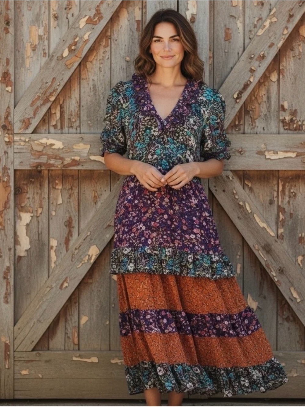NWT Farm Rio Anthropologie Women’s Ditsy Floral Summer Maxi Dress Size Small